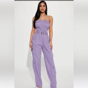 Lavender cargo jumpsuit